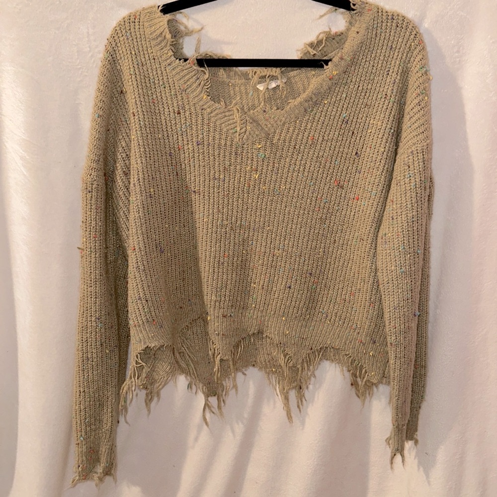 Ripped look - brown sweat with colored speckles - s/m